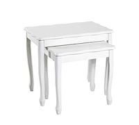 HAKU Möbel Lot de 2 Tables d'appoint Blanc, Bois Massif, MDF - Dim.: L 43/56 cm x H 41/48 cm x P 32/36 cm, Style: Coastal Furniture