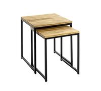 HAKU Möbel Lot de 2 Tables d'appoint chêne, Noir, Bois Massif, métal - Dim.: L 33/38 cm x H 41/46 cm x P 33/38 cm, Style: Modern