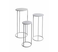 HAKU Möbel Lot de 3 Porte Plantes coolgrey, Métal - Dim.: H 50/60/70 x Ø 20/25/30 cm, Style: Moderne