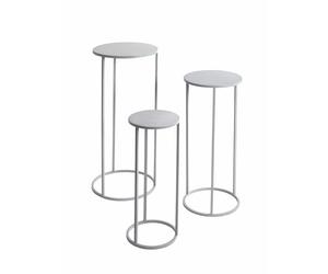HAKU Möbel Lot de 3 Porte Plantes coolgrey, Métal - Dim.: H 50/60/70 x Ø 20/25/30 cm, Style: Moderne