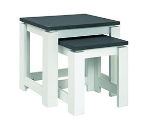 HAKU Möbel Set De 2 Tables D'Appoint, MDF, Aspect Granit Blanc, L 33 X P 30 X H 35 cm/L 46 X P 35 X H 43 cm
