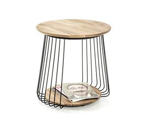 HAKU Möbel Table d'appoint chêne, Noir, Bois Massif, métal - Dim.: H 52 cm x Ø 50 cm, Style: Modern