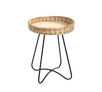 HAKU Möbel Table d'appoint Nature, Noir, métal, Contre-plaqué, pallissade en Osier - Dim.: H 51 cm x Ø 41 cm, Style: Bohemian