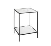 Table d'Appoint Effet Marbre "Julia" 60cm Blanc