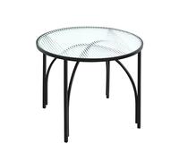 HAKU Möbel Table d'appoint Noir, métal, Verre trempé - Dim.: H 40 cm x Ø 50 cm, Style: Modern