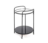 HAKU Möbel Table d'appoint Noir, métal, Verre trempé, Miroir - Dim.: H 50 cm x Ø 37 cm, Style: Modern