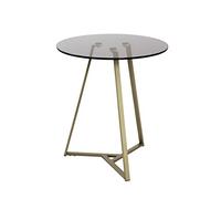 HAKU Möbel Table d'appoint Or, Gris, métal, Verre trempé 8 mm - Dim.: H 50 cm x Ø 45 cm, Style: Art Deco