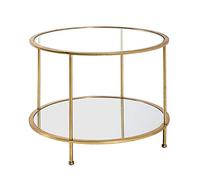 HAKU Möbel Table d'appoint Or, métal, Verre trempé, Miroir - Dim.: H 45 cm x Ø 60 cm, Style: Art Deco