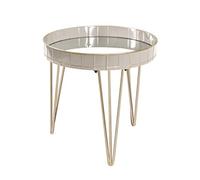 HAKU Möbel Table d'appoint Or, Taupe, métal, Miroir - Dim.: H 50 cm x Ø 51 cm, Style: Art Deco