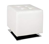 HAKU Möbel Tabouret chromé, Blanc, Tissu synthétique Aspect Cuir, métal - Dim.: L 40 cm x H 42 cm x P 40 cm, Style: Modern