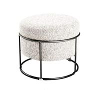 HAKU Möbel Tabouret écru, Noir, MDF, métal, recouvrement Tissu - Dim.: H 44 cm x Ø 48 cm, Style: Art Deco