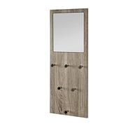 HAKU Portemanteau mural miroir chêne Truffe chromé MDF métal L30×H80×P6 cm