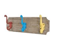 HAKU patère Murale Multicolore, Vintage, Bois Massif, métal - Dim.: L 35 cm x H 8 cm x P 13 cm, Style: Industrial