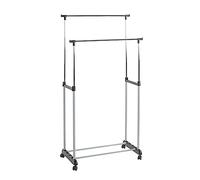 HAKU Portant alu, chromé, Noir, Plastique, métal - Dim.: L 80 cm x H 96-165 cm x P 42 cm, Style: Modern