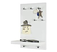 HAKU Möbel Tableau à clés chromé, Blanc, MDF, métal - Dim.: L 25 cm x H 40 cm x P 17 cm, Style: Modern