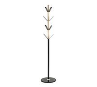 HAKU Portemanteau, naturel, noir, marbre, bois massif, métal - Dimensions : H 179 x Ø 37 cm, style : moderne