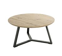 HAKU Table Basse chêne Clair, Noir, MDF, Métal - Dim.: H 42 x Ø 80 cm, Style: Moderne