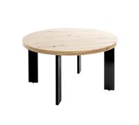 HAKU Table Basse chêne Clair, Noir, MDF, Métal - Dim.: H 42 x Ø 75 cm, Style: Moderne
