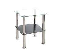 HAKU Möbel Table d'appoint Acier INOX, Noir, INOX, Verre trempé, Verre trempé - Dim.: L 40 cm x H 47 cm x P 40 cm, Style: Modern
