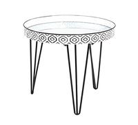 HAKU Table Basse Noir, Blanc, métal, Miroir - Dim.: H 46 cm x Ø 65 cm, Style: Art Deco