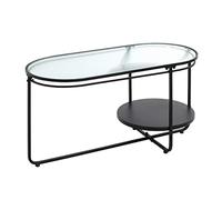 HAKU Möbel Table Basse Noir, métal, Verre trempé - Dim.: L 90 cm x H 49 cm x P 42 cm, Style: Modern
