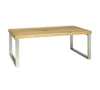 HAKU Table Basse rectangulaire, Petite Table de canapé comme Table d'appoint en Panneau alvéolaire plaqué chêne véritable et métal Aspect INOX Dimensions : L 100 × H 38 × P 60 cm, Style : Moderne