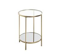 HAKU Möbel - Table d'appoint Timana 55 cm Or métal, verre trempé, miroir Art déco