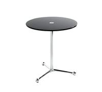 HAKU Table Basse Ronde avec Plateau en Verre, métal Noir chromé et Verre trempé de 10 mm - Dimensions : H 50 x Ø 45 cm Style : Moderne