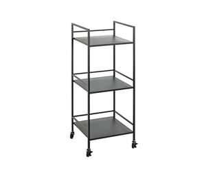 HAKU Table d'appoint à roulettes, 3 étages, Table de Bar à 3 Niveaux, Chariot de Service à roulettes, Noir, métal - Dimensions : L 35 x H 92 x P 35 cm, Style : Moderne
