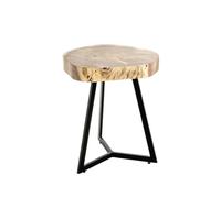 HAKU Table d'appoint Acacia, Noir, Bois Massif, métal - Dim.: H 50 cm x Ø 45 cm, Style: Urban Collective
