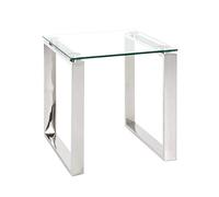 HAKU Table d'appoint Acier INOX, INOX, Verre trempé 8 mm - Dim.: L 42 cm x H 45 cm x P 42 cm, Style: Modern