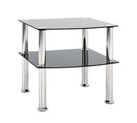 HAKU Table d'appoint Acier INOX, Noir, INOX, Verre trempé - Dim.: L 45 cm x H 44 cm x P 45 cm, Style: Modern
