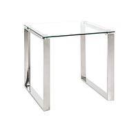 HAKU Table d'appoint Acier INOX, Verre trempé 8 mm - Dim.: L 65 x H 18 x P 68 cm, Style: Modern