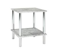 HAKU Table d'appoint Aspect béton, Chrome, MDF et métal, Petite Table Basse - Dimensions : L 39 x H 47 x P 39 cm Style : Moderne
