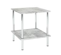 HAKU Table d'appoint Aspect béton chromé MDF métal Petite Table Basse - Dimensions : L 39 x H 45 x P 39 cm Style : Moderne