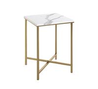 HAKU Table d'appoint Aspect marbre doré, MDF et métal, Petite Table Basse - Dimensions : L 39 x H 55 x P 39 cm Style : Art déco
