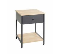 HAKU Table d'appoint avec tiroir, Anthracite, chêne Naturel, métal, aggloméré, Table Basse avec tiroir - Dimensions : L 40 x H 55 x P 40 cm Style : Moderne