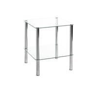 HAKU Möbel Table d'appoint Eliot – métal chromé, plateau verre trempé – 39×47×39 cm – moderne