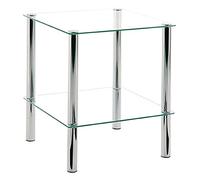 HAKU Möbel Table d'appoint chromé, métal, Verre trempé - Dim.: L 39 cm x H 47 cm x P 39 cm, Style: Modern