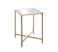 HAKU Table d'appoint carrée en métal doré avec Miroir de 5 mm, Table Basse carrée - Dimensions : L 39 x H 53 x P 39 cm Style : Art déco