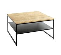 HAKU Table d'appoint carrée, Petite Table Basse comme Table de canapé en chêne Massif huilé et métal Noir Dimensions : L 70 × H 40 cm × P 70 cm, Style : Moderne
