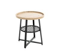 HAKU Table d'appoint chêne Clair, Noir, MDF, Métal, PVC - Dim.: H 55 x Ø 50 cm, Style: Moderne