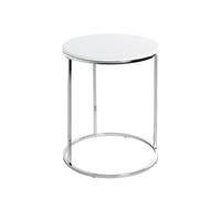 HAKU Table d'appoint chromé, Blanc, MDF, métal - Dim.: H 50 cm x Ø 40 cm, Style: Modern