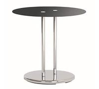 HAKU Table d'appoint chromé, Noir, métal, Verre trempé - Dim.: H 55 cm x Ø 40 cm, Style: Modern
