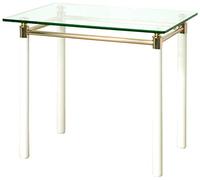 HAKU Table d'appoint en Bois Massif doré Blanc, métal, Verre trempé 10 mm, Table Basse en Bois, Table de Salon - Dimensions : L 60 x H 54 x P 50 cm Style : Contemporain