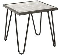 HAKU Table d'appoint en Bois Massif Naturel, métal Anthracite, Verre trempé, Table de Salon, Table Basse en Bois - Dimensions : L 50 x H 50 x P 50 cm, Style : Art déco