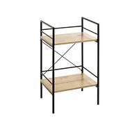HAKU Table d'appoint en chêne Clair et Noir, Plateau en MDF et piètement en métal, Petite Table Basse - Dimensions : L 34 x H 62 x P 27 cm Style : Moderne