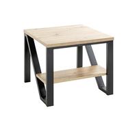 HAKU Table d'appoint en chêne Clair et Noir, Plateau en MDF, piètement en métal, Petite Table Basse - Dimensions : L 55 x H 48 x P 55 cm Style : Moderne