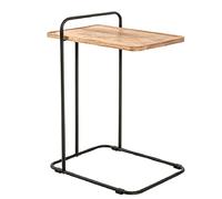HAKU Table d'appoint en chêne Massif avec piètement métallique Noir, Table Basse en Bois - Dimensions : L 35 x H 73 x P 49 cm Style : Moderne