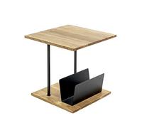 HAKU Table d'appoint en chêne Massif et métal Noir, Table Basse en Bois, Table de Salon - Dimensions : L 45 x H 45 x P 45 cm Style : Moderne